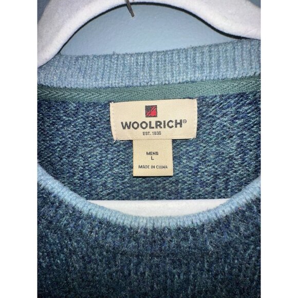 Vintage Woolrich Sweater Mens L Green Blue 100% Wool Classic Preppy 80s 90s Y2K - Picture 2 of 4